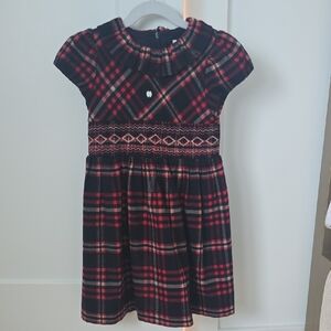 Elegant Red and Black Plaid Kids Dress